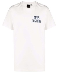 weißes bedrucktes T-Shirt mit einem Rundhalsausschnitt von Deus Ex Machina