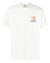 weißes bedrucktes T-Shirt mit einem Rundhalsausschnitt von Deus Ex Machina