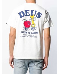 weißes bedrucktes T-Shirt mit einem Rundhalsausschnitt von Deus Ex Machina