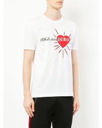 weißes bedrucktes T-Shirt mit einem Rundhalsausschnitt von Dolce & Gabbana