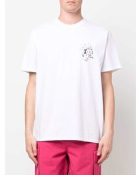 weißes bedrucktes T-Shirt mit einem Rundhalsausschnitt von Stussy