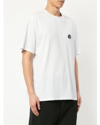 weißes bedrucktes T-Shirt mit einem Rundhalsausschnitt von MSGM