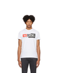 weißes bedrucktes T-Shirt mit einem Rundhalsausschnitt von Diesel