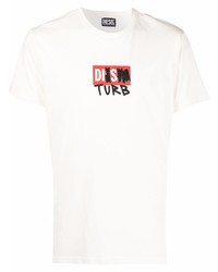 weißes bedrucktes T-Shirt mit einem Rundhalsausschnitt von Diesel