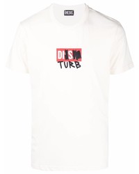 weißes bedrucktes T-Shirt mit einem Rundhalsausschnitt von Diesel