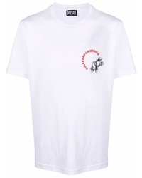 weißes bedrucktes T-Shirt mit einem Rundhalsausschnitt von Diesel