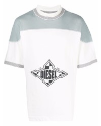 weißes bedrucktes T-Shirt mit einem Rundhalsausschnitt von Diesel