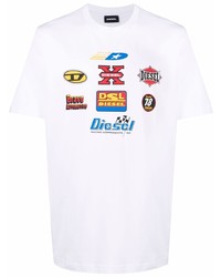 weißes bedrucktes T-Shirt mit einem Rundhalsausschnitt von Diesel