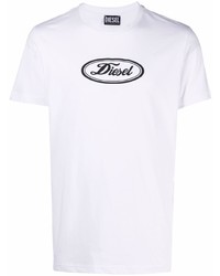 weißes bedrucktes T-Shirt mit einem Rundhalsausschnitt von Diesel