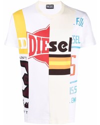 weißes bedrucktes T-Shirt mit einem Rundhalsausschnitt von Diesel