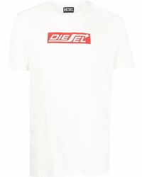 weißes bedrucktes T-Shirt mit einem Rundhalsausschnitt von Diesel