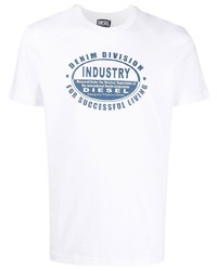 weißes bedrucktes T-Shirt mit einem Rundhalsausschnitt von Diesel