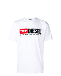 weißes bedrucktes T-Shirt mit einem Rundhalsausschnitt von Diesel