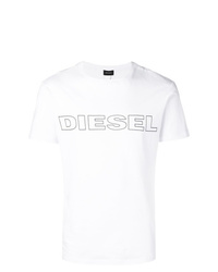 weißes bedrucktes T-Shirt mit einem Rundhalsausschnitt von Diesel