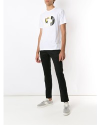 weißes bedrucktes T-Shirt mit einem Rundhalsausschnitt von Armani Exchange