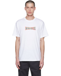 weißes bedrucktes T-Shirt mit einem Rundhalsausschnitt von Dime