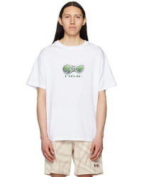 weißes bedrucktes T-Shirt mit einem Rundhalsausschnitt von Dime