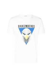 weißes bedrucktes T-Shirt mit einem Rundhalsausschnitt von Dirk Bikkembergs