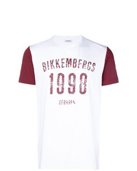 weißes bedrucktes T-Shirt mit einem Rundhalsausschnitt von Dirk Bikkembergs