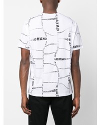 weißes bedrucktes T-Shirt mit einem Rundhalsausschnitt von Armani Exchange