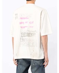 weißes bedrucktes T-Shirt mit einem Rundhalsausschnitt von Maison Mihara Yasuhiro