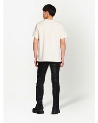 weißes bedrucktes T-Shirt mit einem Rundhalsausschnitt von Balmain