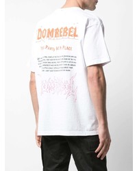 weißes bedrucktes T-Shirt mit einem Rundhalsausschnitt von DOMREBEL