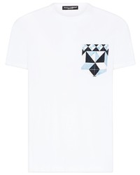 weißes bedrucktes T-Shirt mit einem Rundhalsausschnitt von Dolce & Gabbana