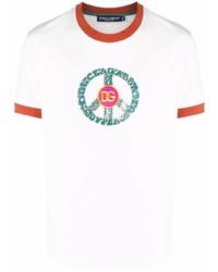 weißes bedrucktes T-Shirt mit einem Rundhalsausschnitt von Dolce & Gabbana
