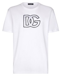 weißes bedrucktes T-Shirt mit einem Rundhalsausschnitt von Dolce & Gabbana