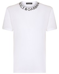 weißes bedrucktes T-Shirt mit einem Rundhalsausschnitt von Dolce & Gabbana