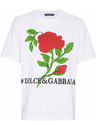 weißes bedrucktes T-Shirt mit einem Rundhalsausschnitt von Dolce & Gabbana