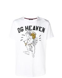 weißes bedrucktes T-Shirt mit einem Rundhalsausschnitt von Dolce & Gabbana