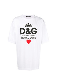 weißes bedrucktes T-Shirt mit einem Rundhalsausschnitt von Dolce & Gabbana