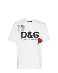 weißes bedrucktes T-Shirt mit einem Rundhalsausschnitt von Dolce & Gabbana