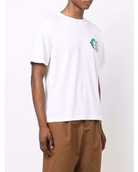 weißes bedrucktes T-Shirt mit einem Rundhalsausschnitt von CLOTTEE