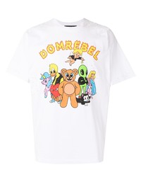 weißes bedrucktes T-Shirt mit einem Rundhalsausschnitt von DOMREBEL