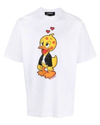 weißes bedrucktes T-Shirt mit einem Rundhalsausschnitt von DOMREBEL