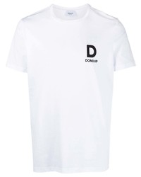 weißes bedrucktes T-Shirt mit einem Rundhalsausschnitt von Dondup