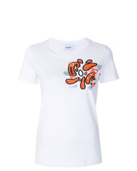 weißes bedrucktes T-Shirt mit einem Rundhalsausschnitt von Dondup