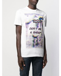 weißes bedrucktes T-Shirt mit einem Rundhalsausschnitt von DSQUARED2