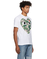 weißes bedrucktes T-Shirt mit einem Rundhalsausschnitt von Comme Des Garcons Play