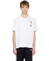 weißes bedrucktes T-Shirt mit einem Rundhalsausschnitt von Doublet