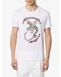 weißes bedrucktes T-Shirt mit einem Rundhalsausschnitt von Alexander McQueen