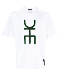 weißes bedrucktes T-Shirt mit einem Rundhalsausschnitt von DRHOPE