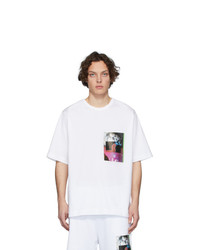 weißes bedrucktes T-Shirt mit einem Rundhalsausschnitt von Dries Van Noten