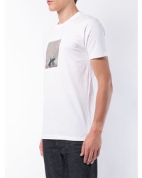 weißes bedrucktes T-Shirt mit einem Rundhalsausschnitt von Odin