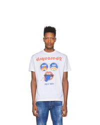 weißes bedrucktes T-Shirt mit einem Rundhalsausschnitt von DSQUARED2