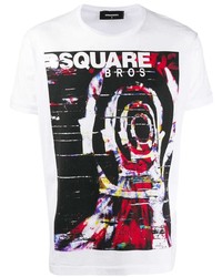 weißes bedrucktes T-Shirt mit einem Rundhalsausschnitt von DSQUARED2