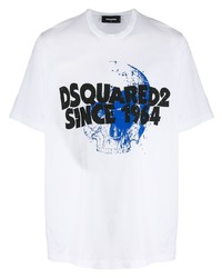 weißes bedrucktes T-Shirt mit einem Rundhalsausschnitt von DSQUARED2